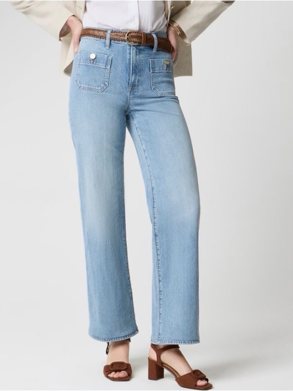 J.Crew factory. Slim wide-leg Sailor jean in all-day stretch.light blue.25P.NWT.